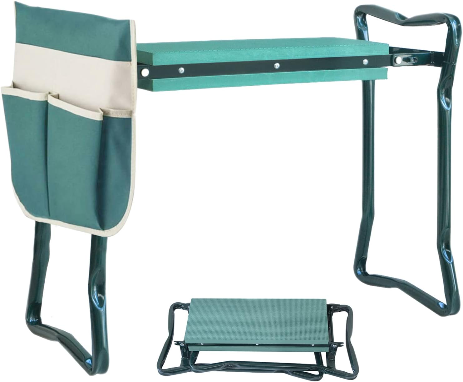 BRTON Garden Kneeler and Seat with Tool Pouch, Portable Folding Garden Stool, Heavy Duty Gardening Kneeling Bench, Prevent Knee & Back Pain, Thicken EVA Foam Kneeling Pad for Gardening Lovers Pack of 2