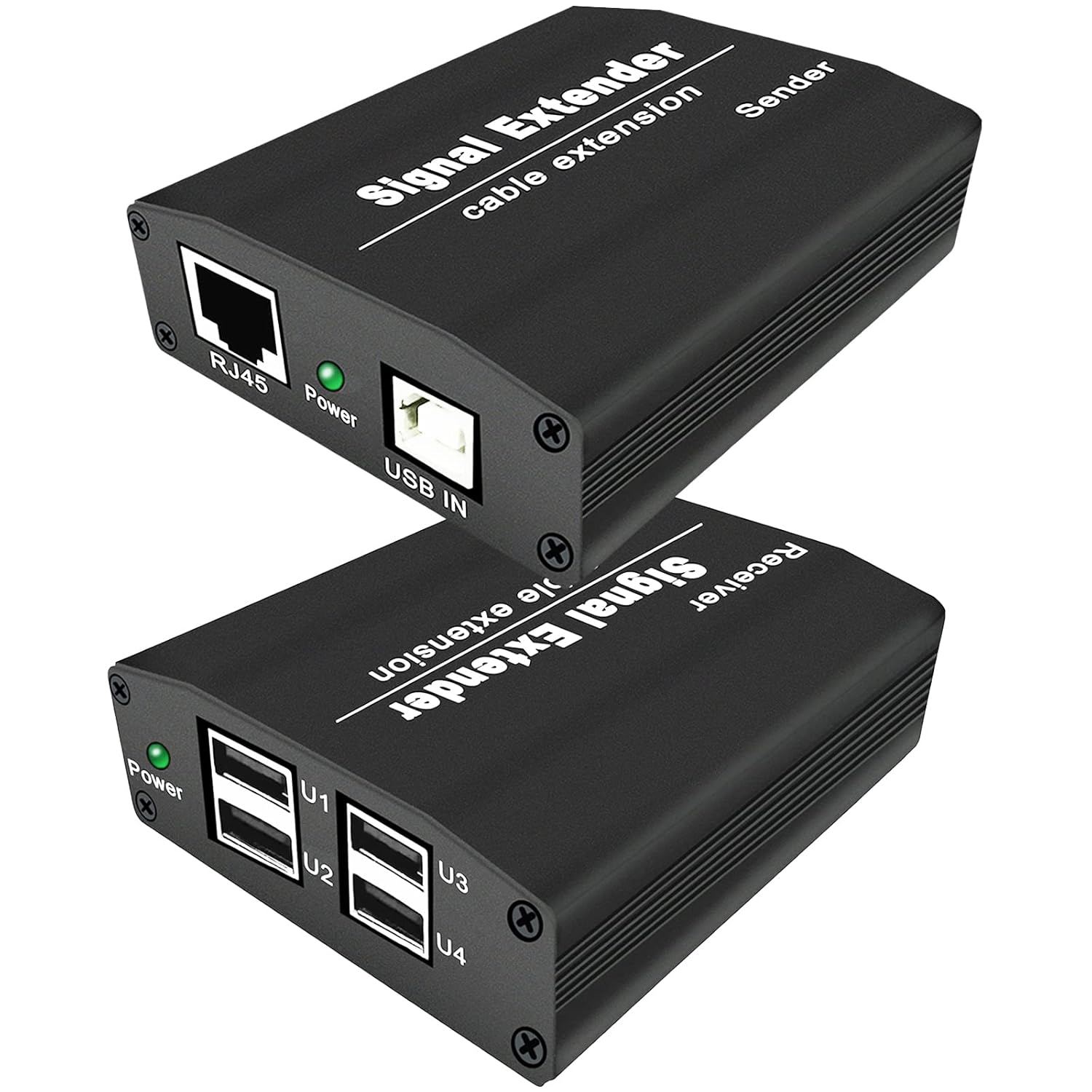 LornCeng USB Extender up to 164ft/50m Over Cat5/5e/6/7, USB Over Ethernet Extension 4 USB2.0 Ports, Industrial USB Extender Adapter Kit for Windows, MacOS, Android, Linux with DC5V/2A Power Adapter