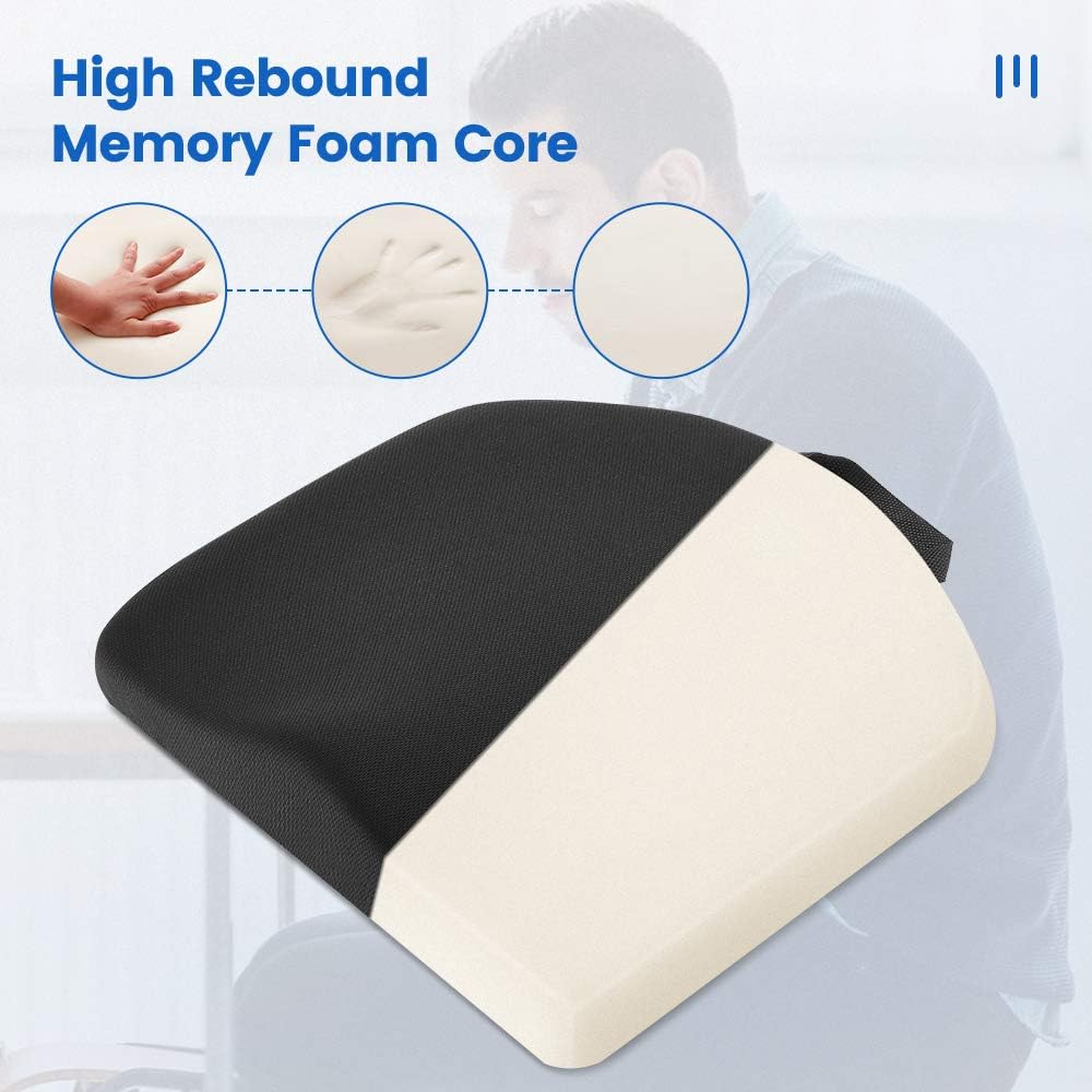 Tsumbay Comfort Seat Cushion for Office Chair - Ergonnomic 100% Memory Foam Firm Coccyx Pad - Relieve Back Pressure - Washable & Breathable Cover - for Car Seat/Computer Chair/Wheelchairs