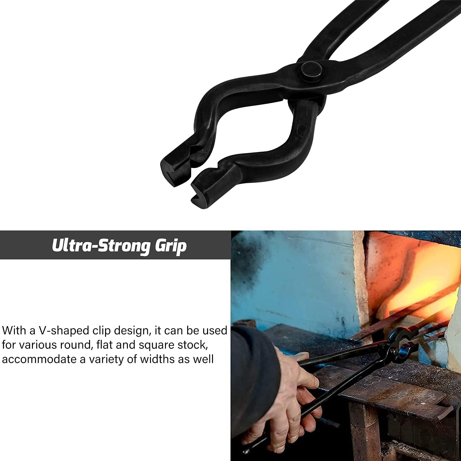 Bzsunway Better Forge Tongs Knife Making V-Bit Bolt Blacksmith Tongs 17