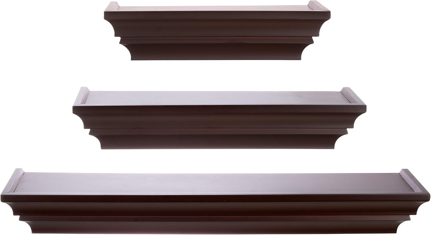 Kiera Grace Traditional Floating-Shelves, Set of 3, Espresso Pack of 2