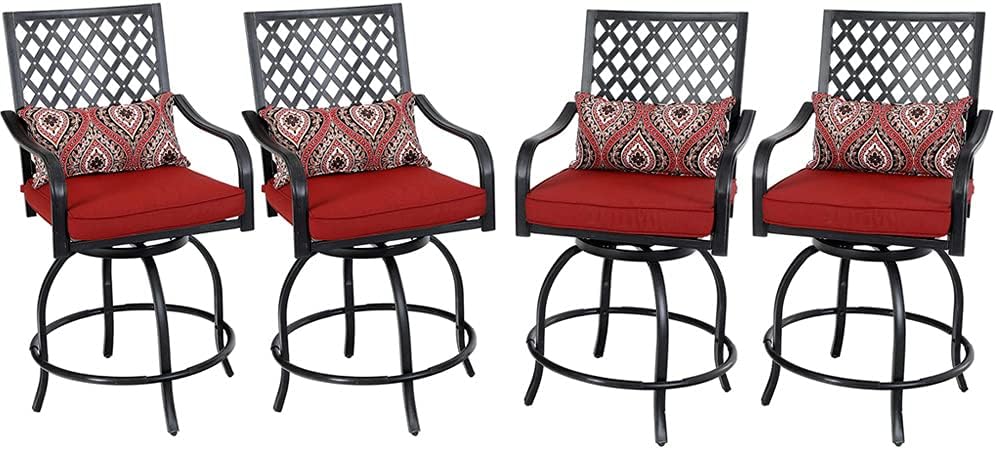 PHI VILLA Outdoor Swivel Bar Stools Set of 4, 27.5