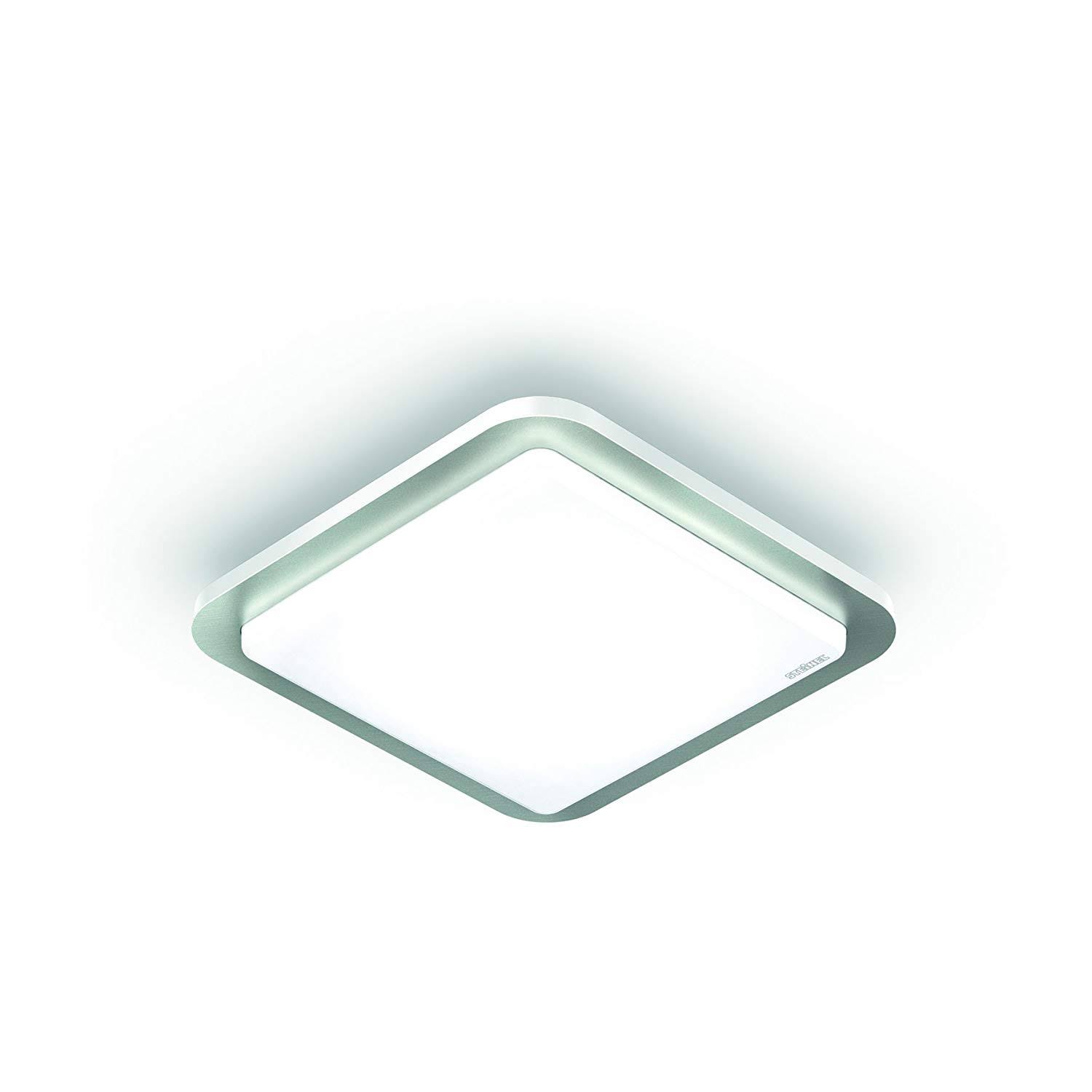 Steinel LED Ceiling Light RS LED D2 V3 - Stainless Steel TRIM, 9.5 W Flush Ceiling Light, 360&deg; Motion Detector, 8 M Reach, Night