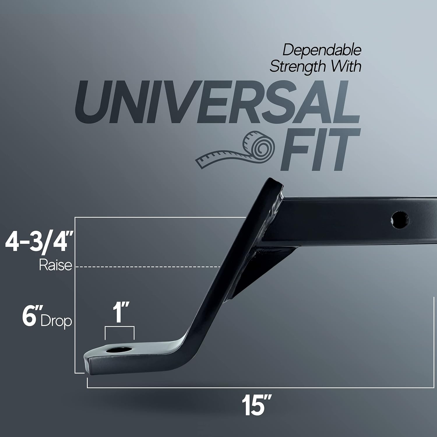 Goreks Trailer Hitch Ball Mount, fits 2-Inch Square Receiver, 1-Inch Hitch Ball Hole, 6” Drop, 4 ¾ Inch Rise, and 15 Inch Length, Protected in a Durable Black Powder Coat Finish Pack of 2