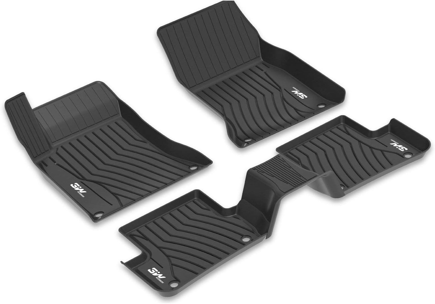3W Floor Mats Compatible for Benz CLA 2014-2019 TPE All Weather Custom Fit Floor Liner for Benz CLA 1st and 2nd Row Full Set Car Mats Black
