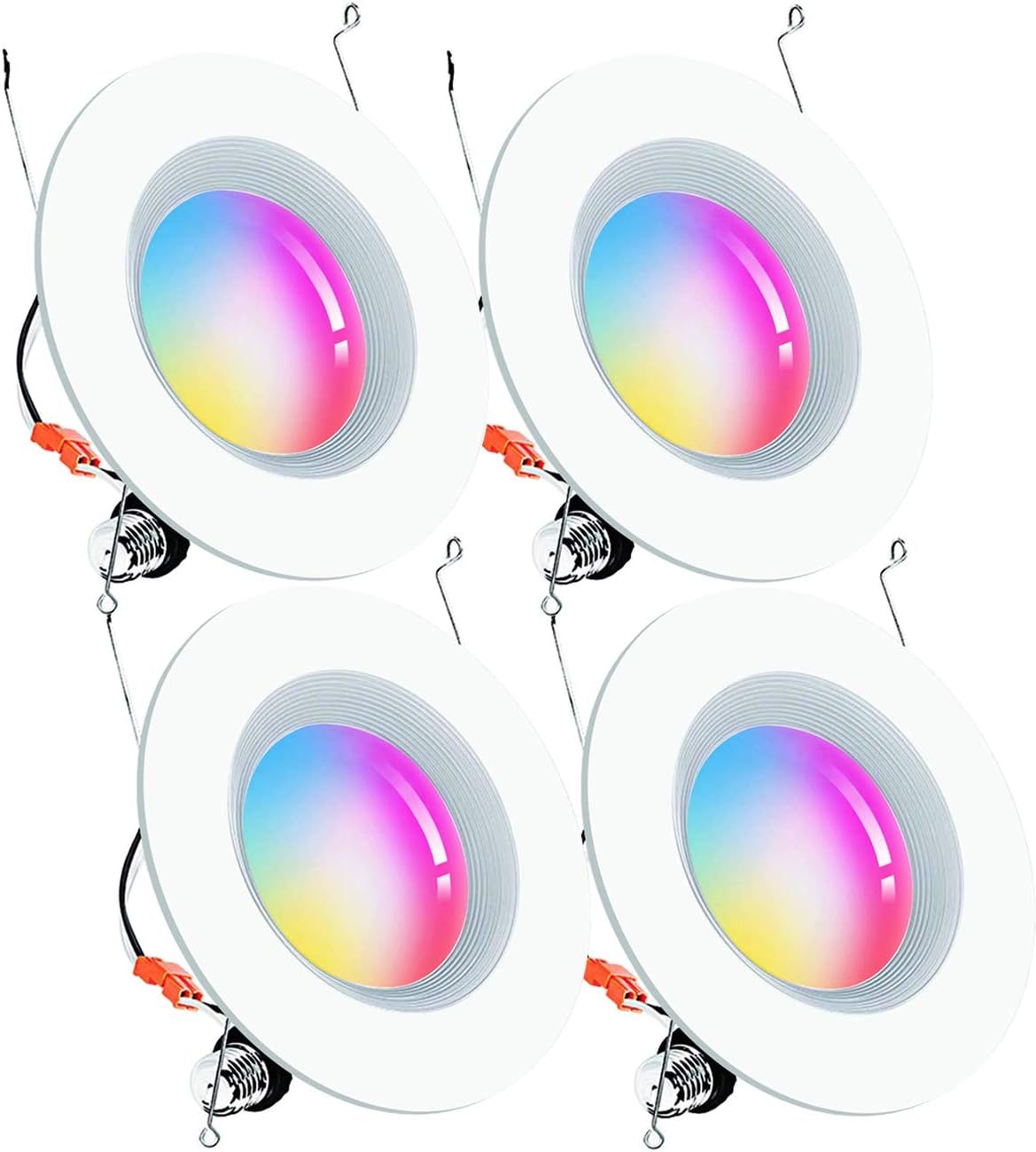 Smart Recessed Lighting 5/6 inch, 15W Music Sync LED Can Lights, RGBCW Color Changing, APP Control Compatible with Alexa Google Assistant 2700K - 6500K (5/6inch 4Packs) Pack of 2