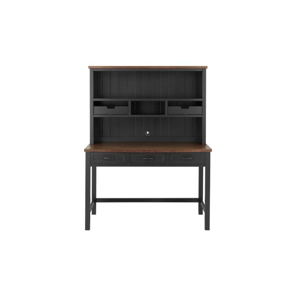 Home Decorators Collection 48 in. Rectangular Black/Walnut 5 Drawer Writing Desk with Solid Wood Material