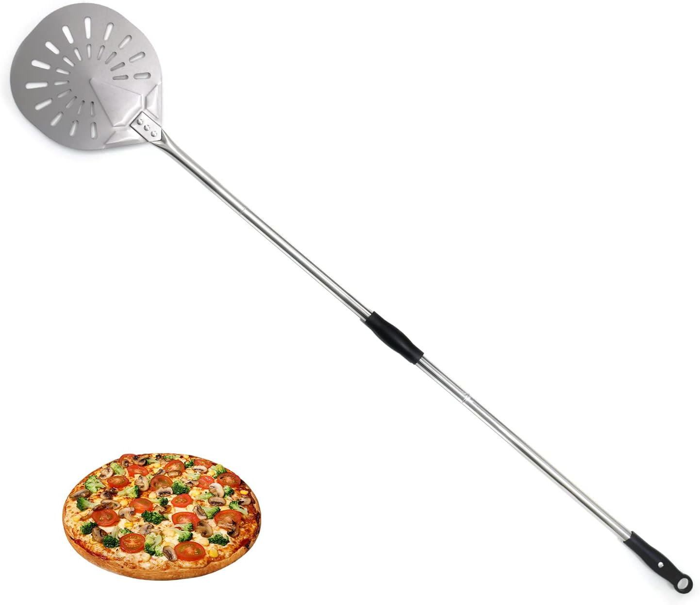 BNDHKR Pizza Turning Peel with Detachable and Adjustable Handle, 56-Inch Long, 9