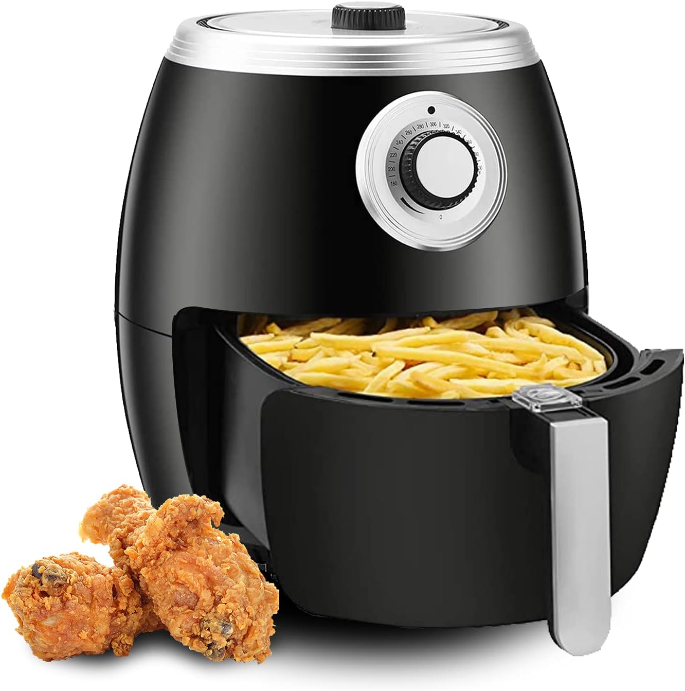 ZAFRO Electric Hot Air Fryer 6-Quart 1500 Watts, Oven Cooking with Temperature Control, Extra Hot Air Fry, Cook, Crisp, Broil, Roast, Bake, 7 Presets with Recipe Book, Non-Stick Basket, Black Pack of 2