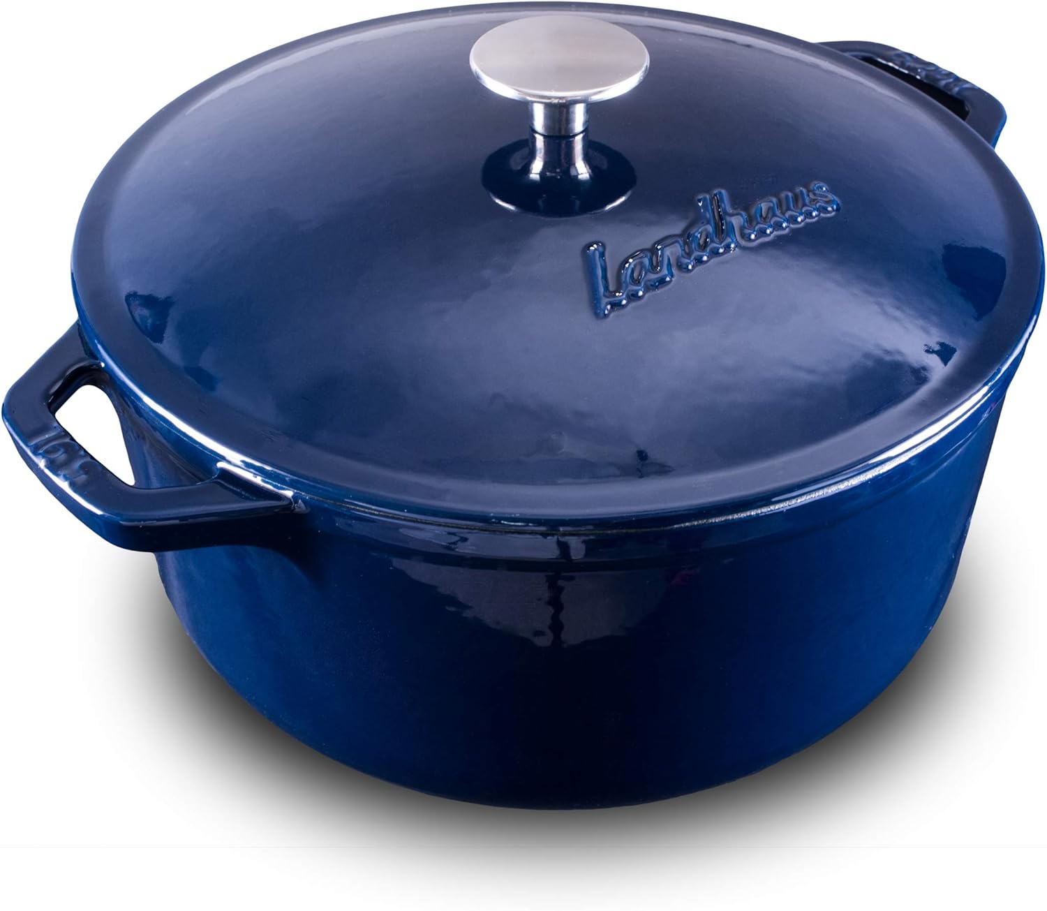 Landhaus Enameled Cast Iron Skillet, Fry Pan &ndash; 12.5 Inch, Natural Non-Stick Slow Cook Enamel Cookware, Merlot Red Exterior with Black Enameled Interior