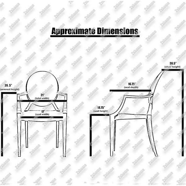 2xhome Set of 2 Dining Chair with Arms Molded Transparent Stacking Plastic for Home Restaurant Office Desk Kitchen - Clear