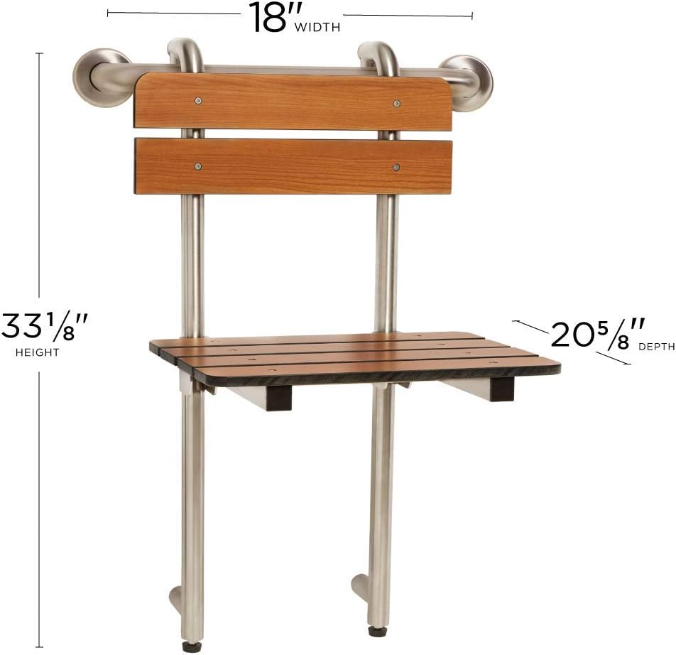 Seachrome Portable Shower Seat, Profile Bench, Hung by Grab Bar with Backrest and Legs