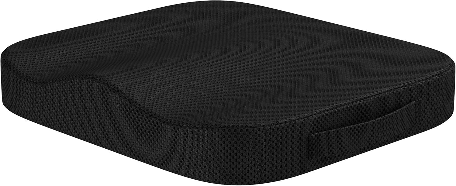 bonmedico Comfort Cushion - Home Office Memory Foam Seat Cushion for Coccyx/Tailbone & Sciatica Pain Relief, Great for Relief with Office Chair Cushion, Car Seat Cushion Or Wheelchair Cushion, Black