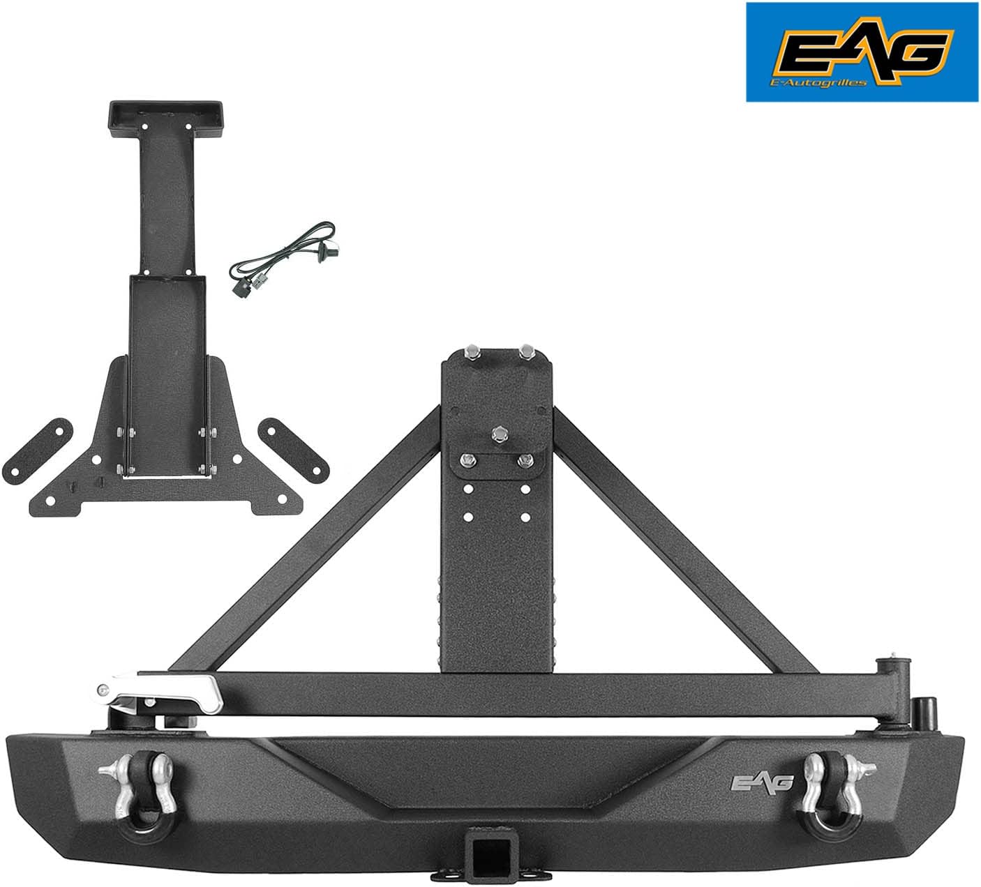 EAG JK Rear Bumper and Tire Carrier W/Third Brake Light Mounting Bracket Compatible with 2007-2018 Wrangler JK