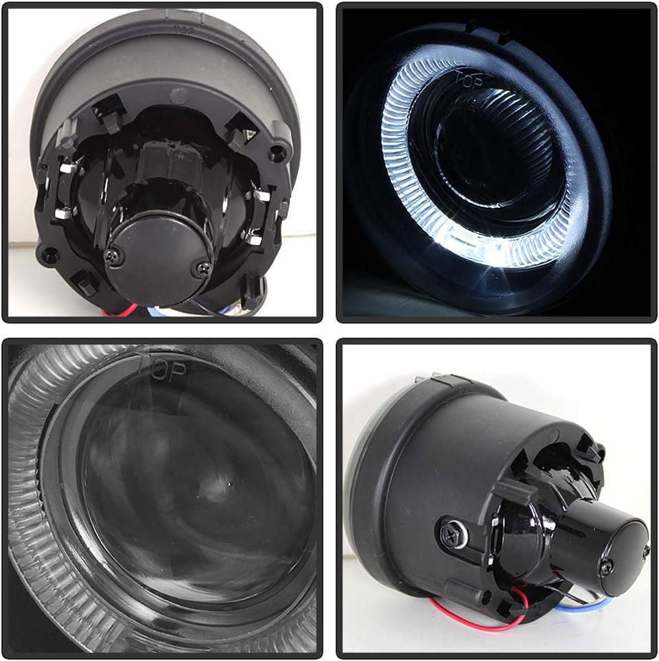 ACANII - For 2005-2009 Dodge Charger Caravan Caliber Nitro Smoked Lens LED Halo Projector Fog Lights Lamps Assembly