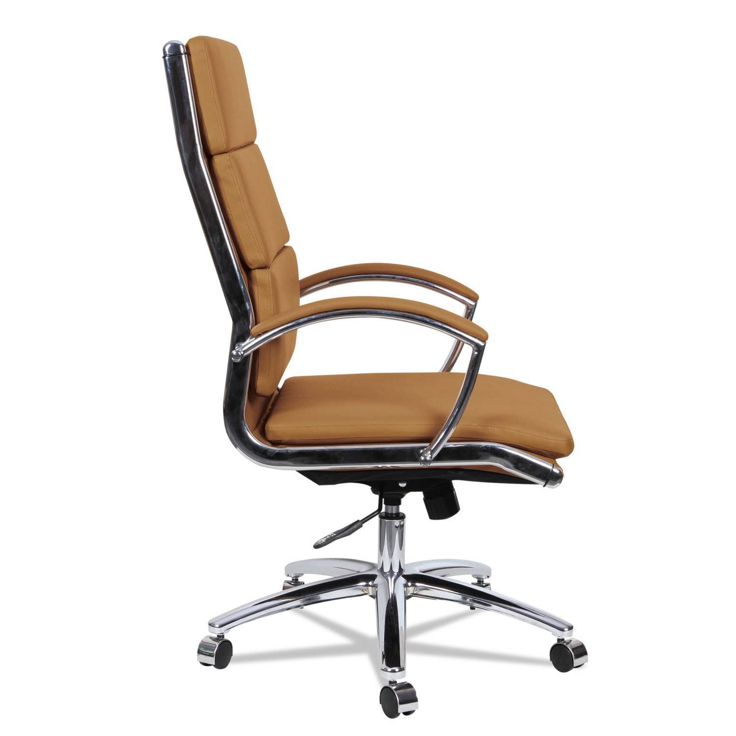 Alera Neratoli High-Back Slim Profile Chair, Camel/Chrome