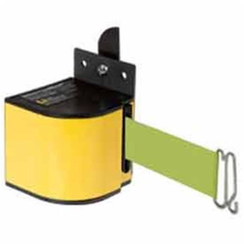 Lavi Industries 50-3017YL-18-FY-S6 Fixed Mount Safety Barricade, Retractable Belt Extension - 18 ft. Fluorescent Yellow