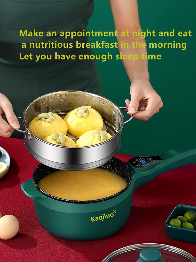 Kaqiluo 1.5L Multi-Function Computer Board Electric Hot Pot, Wok, Rapid Noodles Cooker, Steak Pot, Soup Pot, Cook Rice, Travel Cooker, Delay,Keep Warm (Presented Steamer, Egg Rack)(White) Pack of 2