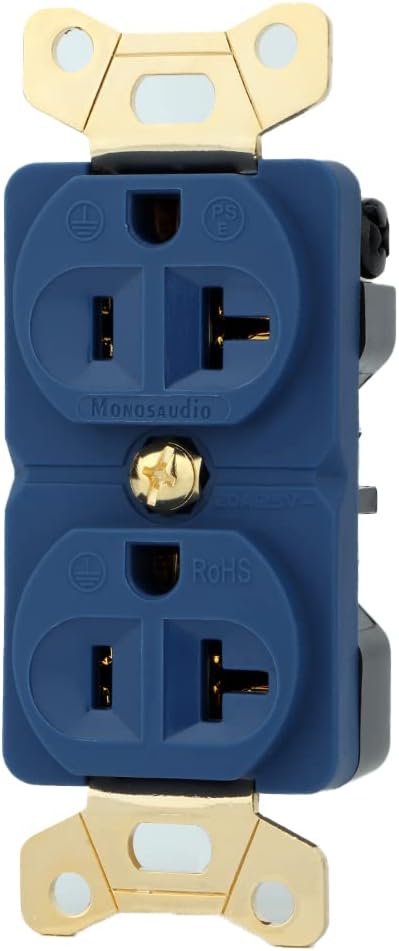 Monosaudio Pure Copper Power Wall Mount,20A 125V Audio Outlet Hi End Duplex Receptacle (Rhodium Plated Without Fixing Bracket) Pack of 2