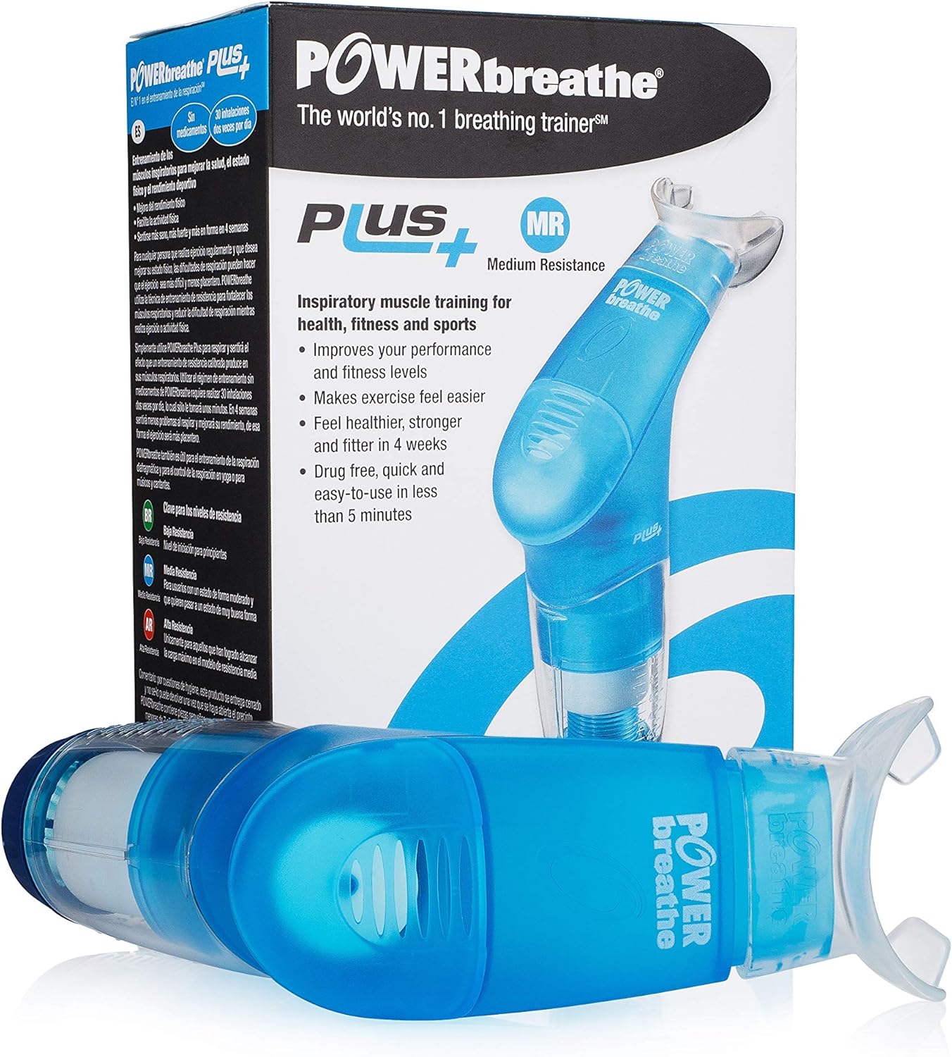 POWERbreathe - Breathing Exercise Device for Lungs, Breathing Trainer and Therapy Tool to Strengthen Breathing Muscles and Help Lung Capacity, Inspiratory Muscle Trainer - Blue, Medium Resistance