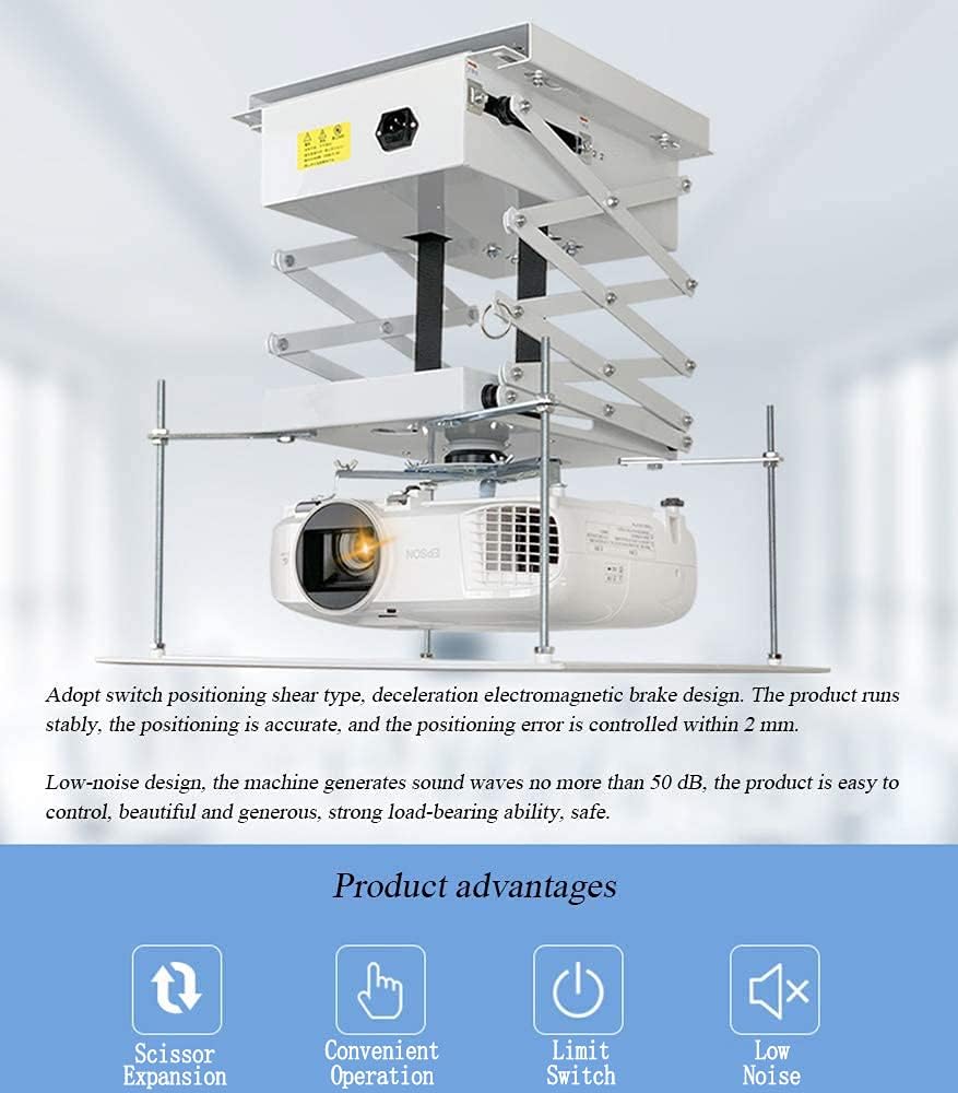 NEWTRY Projector Lift Electric Ceiling Mount Projector Lifter Motorized Mounting Bracket With Remote Control Running Distance 100cm, Bottom Plate 40X40cm, Load 15kg/33lb For School Family Office