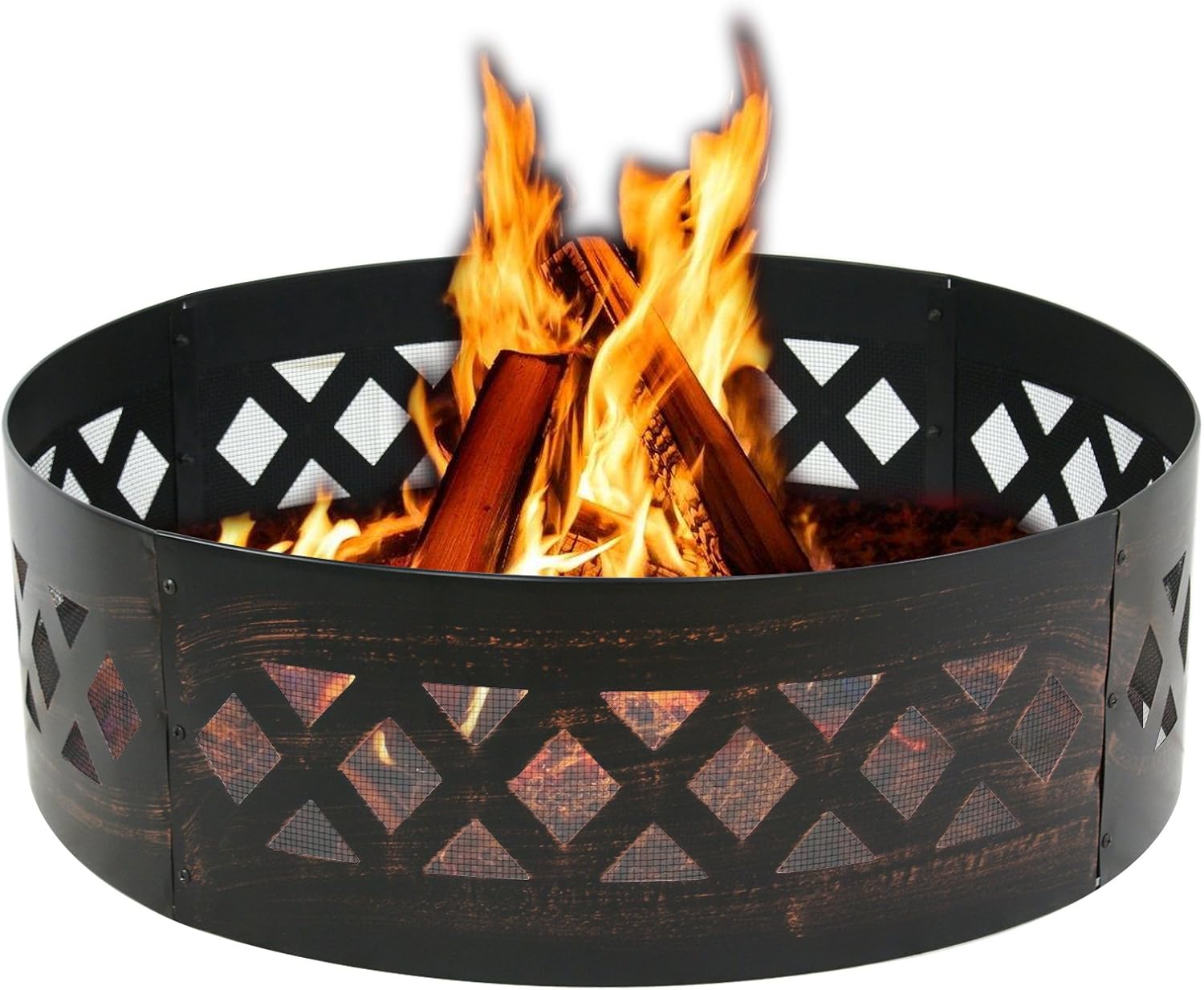 Fire Pit Campfire Ring 37-Inches&nbsp;Heavy Duty Wood Burning Patio Outdoor Backyard Camping