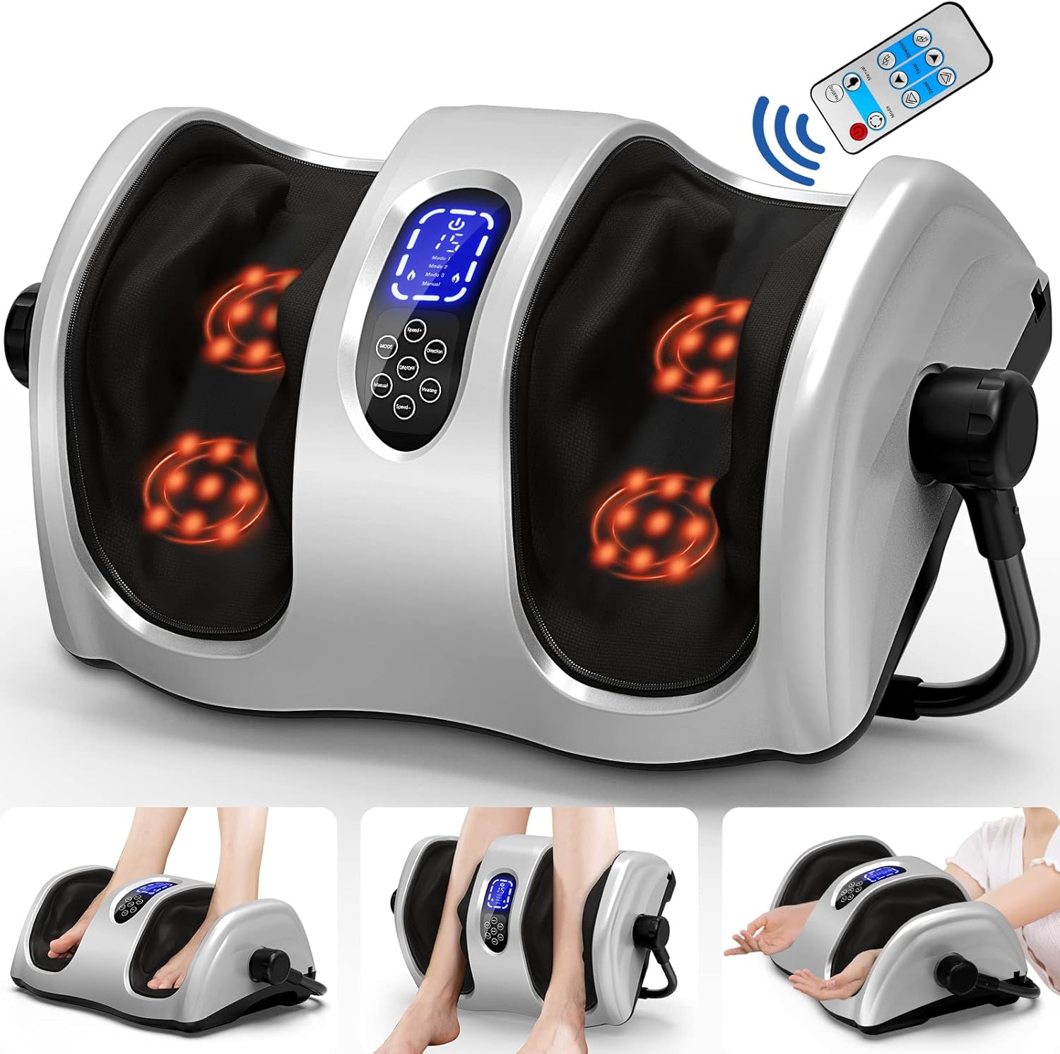 TWT Foot Massager Machine Shiatsu Foot and Calf Massager with Heat, Deep Kneading Rolling Massage for Calf Leg Ankle, Electric Foot Massager for Pain Relief Increases Blood Flow Circulation
