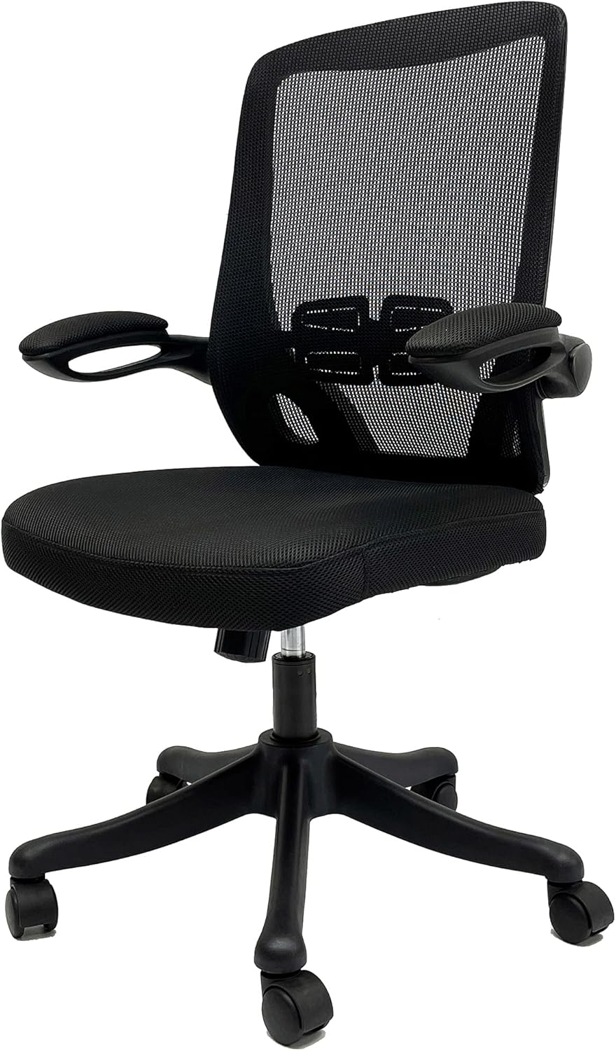GIAS Mid-Back Black Office Chair with Flip-Up Arms Mesh Computer Chair Task Office Chair Ergonomic Desk Chair with Lumbar Support for Work Home Study