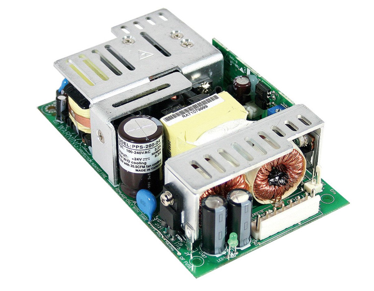 Mean Well PPS-200-24 Open-Frame Switching AC-to-DC Power Supply, Single Output, 24V, 0-8.3A, 199.2W, 1.4