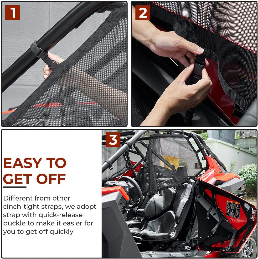 kemimoto RZR Window Nets Roll Cage Mesh Guard Compatible with 2020 2021 2022 Polaris RZR PRO XP for 2 Seater - Set of Two (Left and Right) Pack of 2