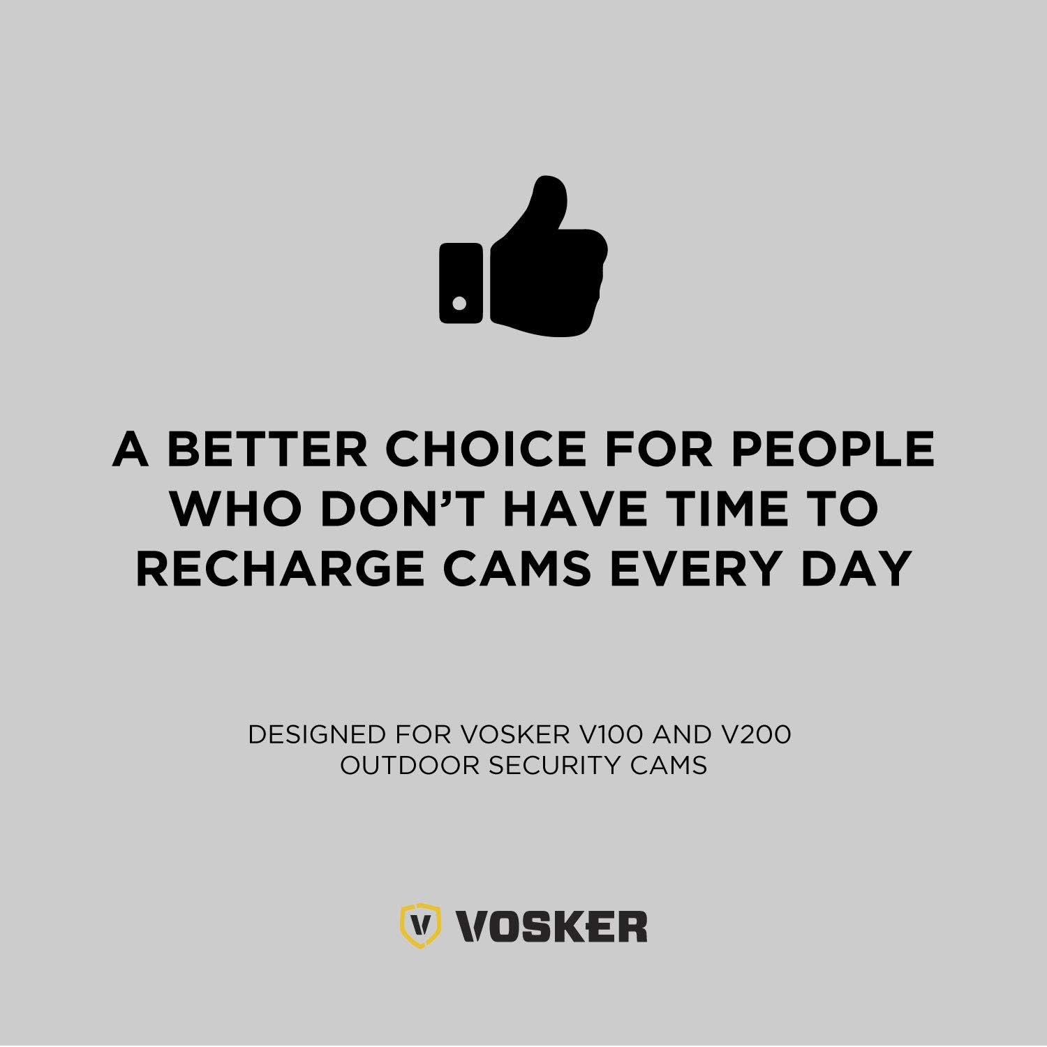 Vosker Rechargeable Battery Pack and Charger for V100 and V200 Security Cameras, Long Lasting Lithium Ion, Fast Charge 2000 mAh Capacity, Cold Weather Resistant