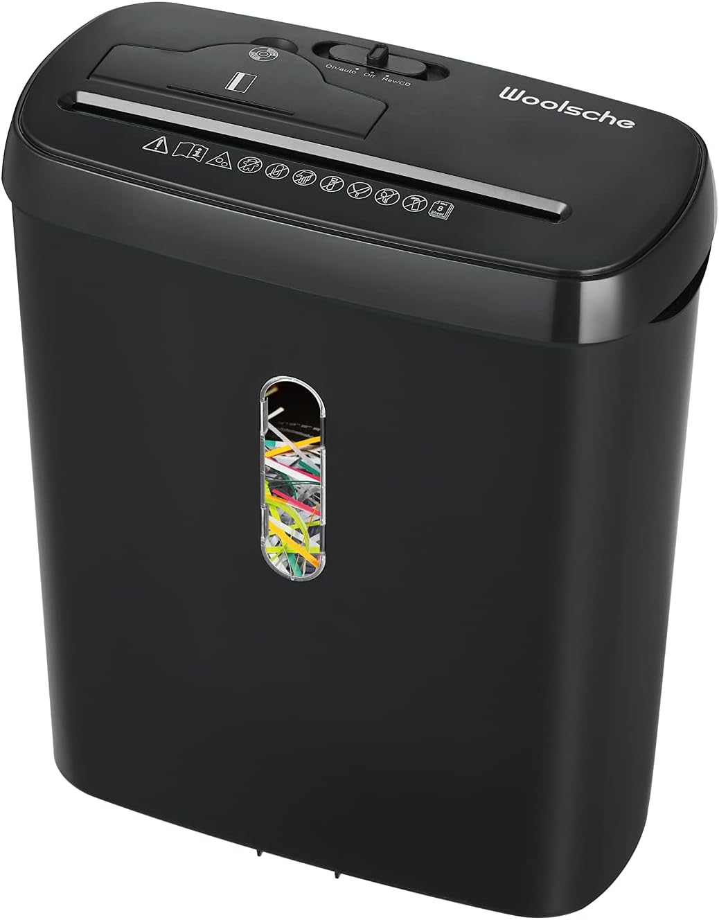 Woolsche SD108P 8-Sheet Strip Cut Paper Shredder for Home Office Use, 3-Mode Convenient Deskside Shredders with Transparent Window,Shreds Paper/CD/Credit Card Pack of 2