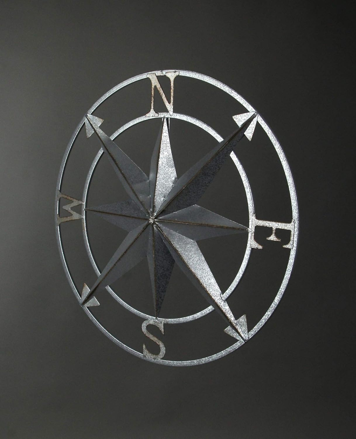 Galvanized Zinc Finish Compass Rose Wall Hanging 20.5 Inch Diameter Pack of 2