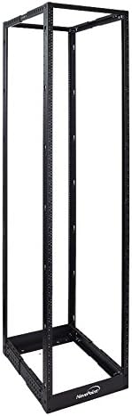 NavePoint 45U Professional 4-Post IT Open Frame Server Network Relay Rack 7 Feet Tall Threaded Black