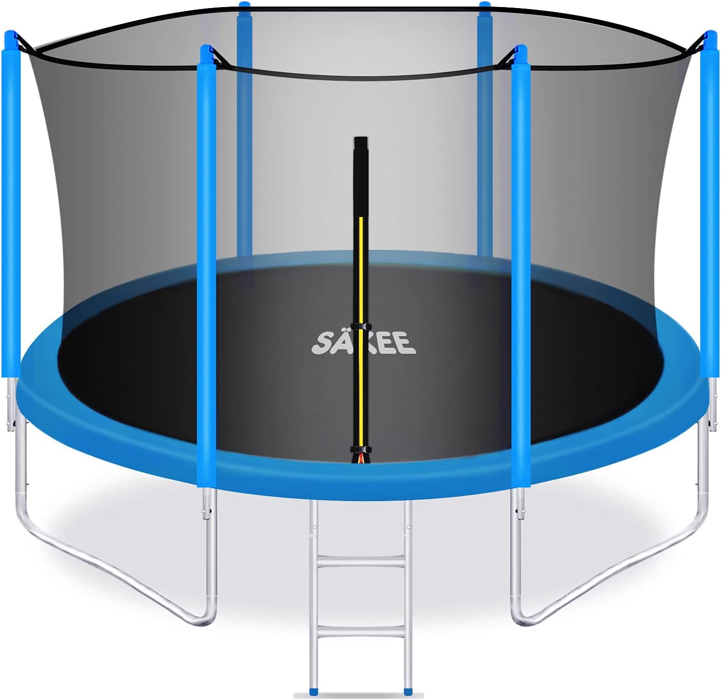 S&Auml;KEE Trampoline with Safety Enclosure Net for Kids Adults Wind Stakes Ladder Accessories Outdoor Backyard Round Recreational Large Trampolines with Cover Pad Mat 15 14 12 10 8 ft