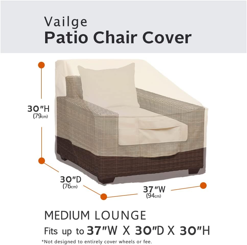 Vailge Patio Chair Covers, Lounge Deep Seat Cover, Heavy Duty and Waterproof Outdoor Lawn Patio Furniture Covers (2 Pack - Medium, Beige & Brown)