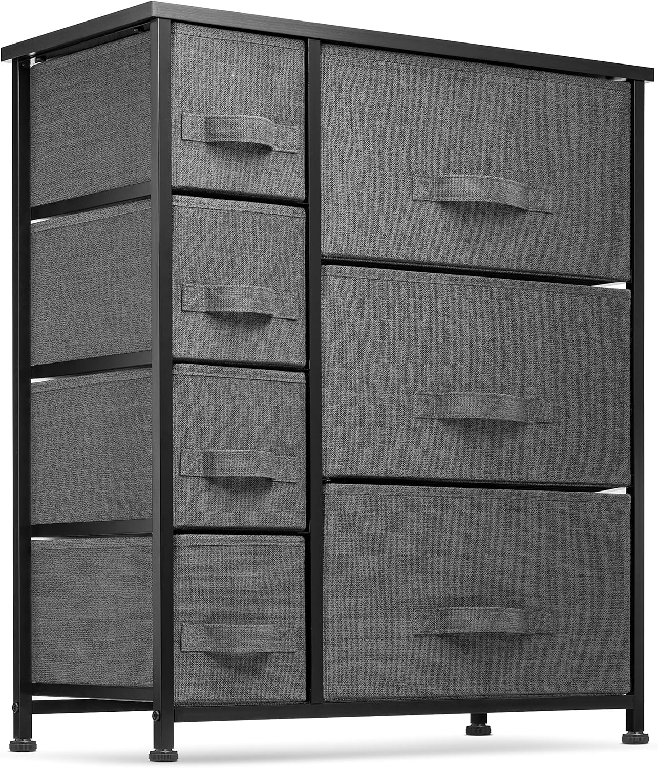 7 Drawers Dresser - Furniture Storage Tower Unit for Bedroom, Hallway, Closet, Office Organization - Steel Frame, Wood Top, Easy Pull Fabric Bins Black/Charcoal