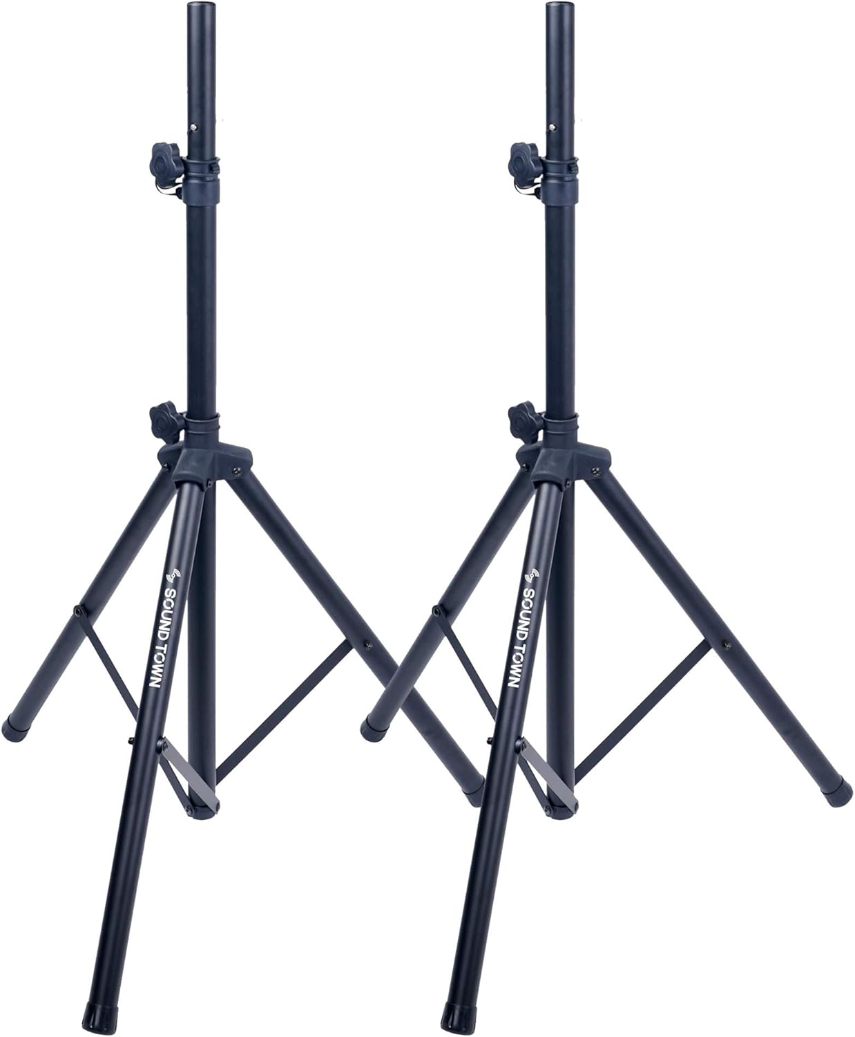 Sound Town 2-Pack Universal Tripod Speaker Stands with Adjustable Height, 35mm Compatible Insert, Locking Knob and Shaft Pin, Black (STSD-71B-PAIR) Pack of 2