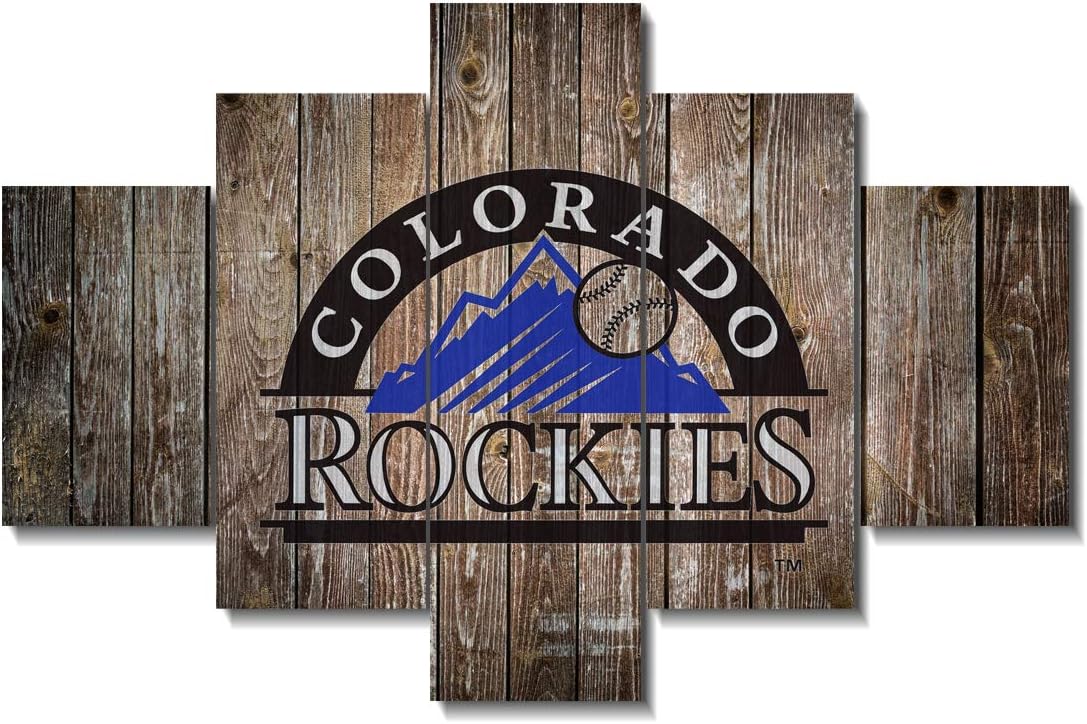 TUMOVO Retro Wall Decorations for Living Room Colorado Home Decor Sports Artwork Sport Canvas Paintings Black and White House Art Baseball Pictures 5 Pcs Posters and Prints 60