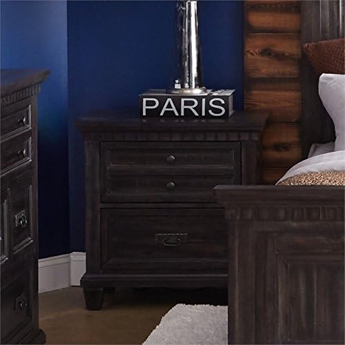 BOWERY HILL Bedroom Solid Acasia Wood Nightstand in Smokey Gray Oak