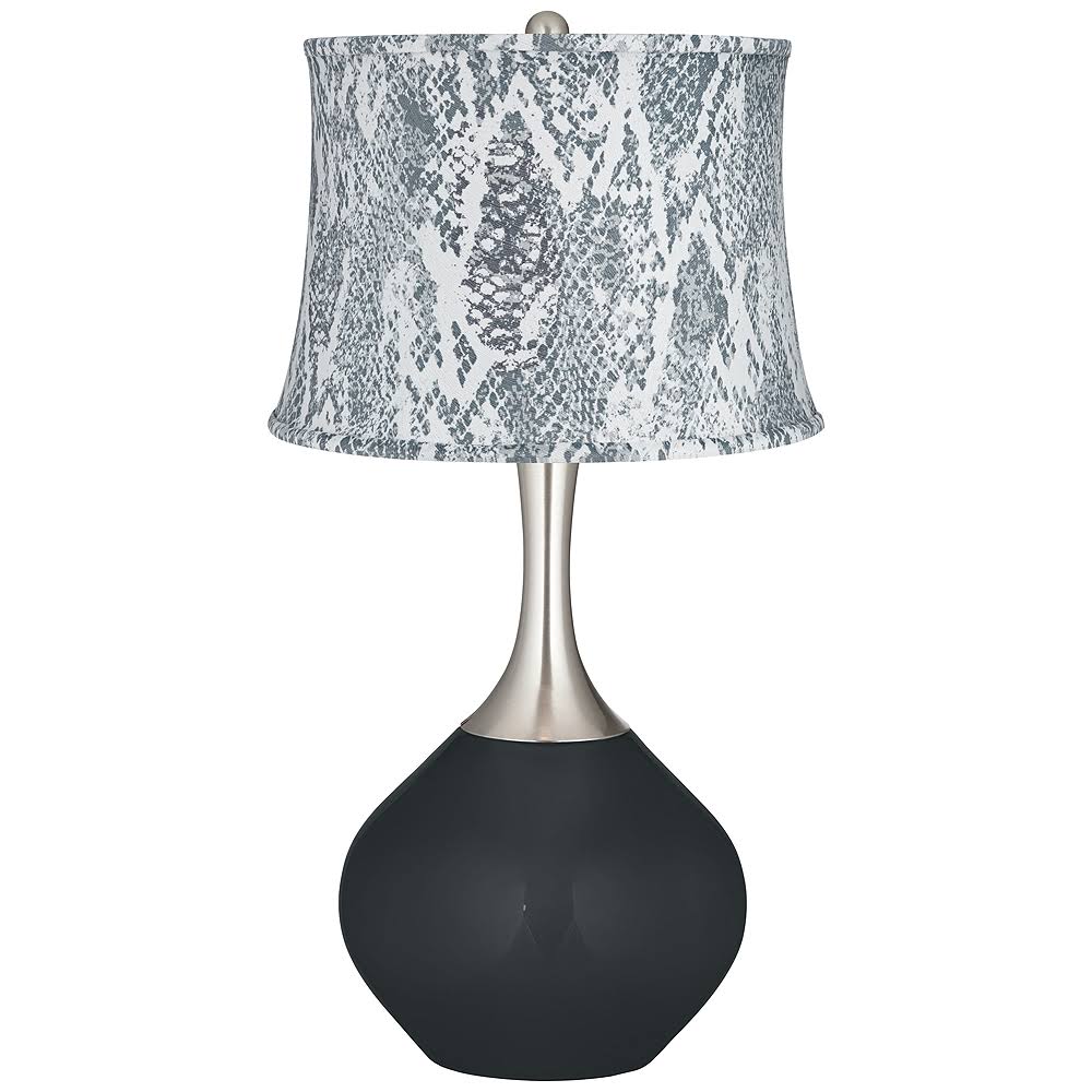 Black of Night Gray Velvet Snakeskin Shade Spencer Table Lamp