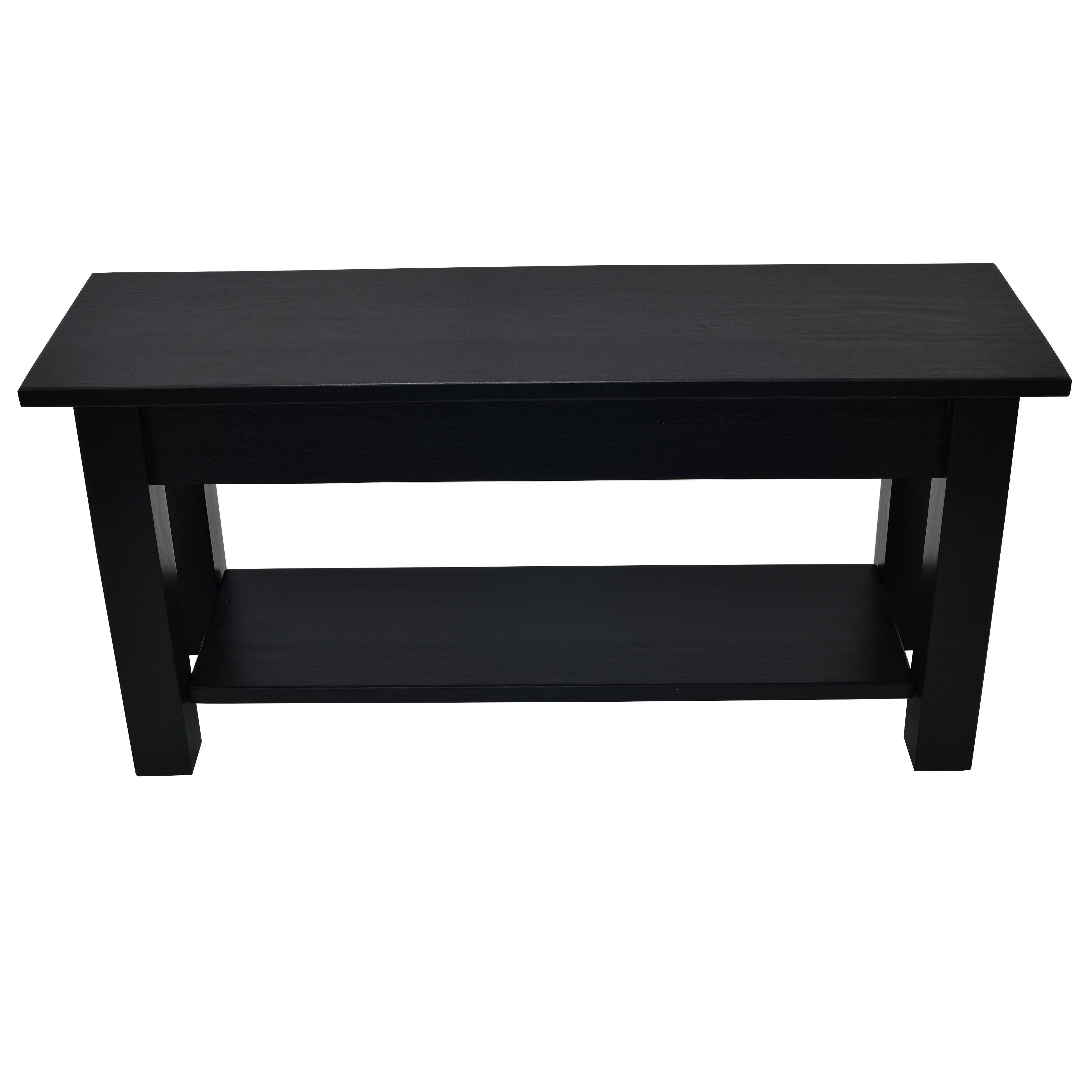 EzekielandStearns Black Bench with Shelf 54 Inches
