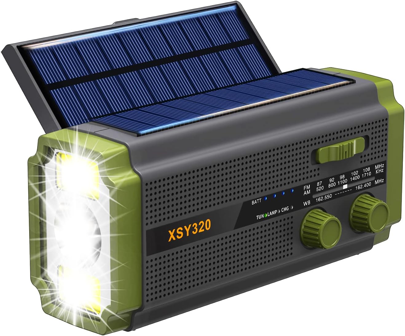Solar Radio with 1.3W Foldable Solar Panels,Hand Crank Portable AM/FM/NOAA Emergency Radio,5000ma Power Bank Cell Phone Charger Pack of 2