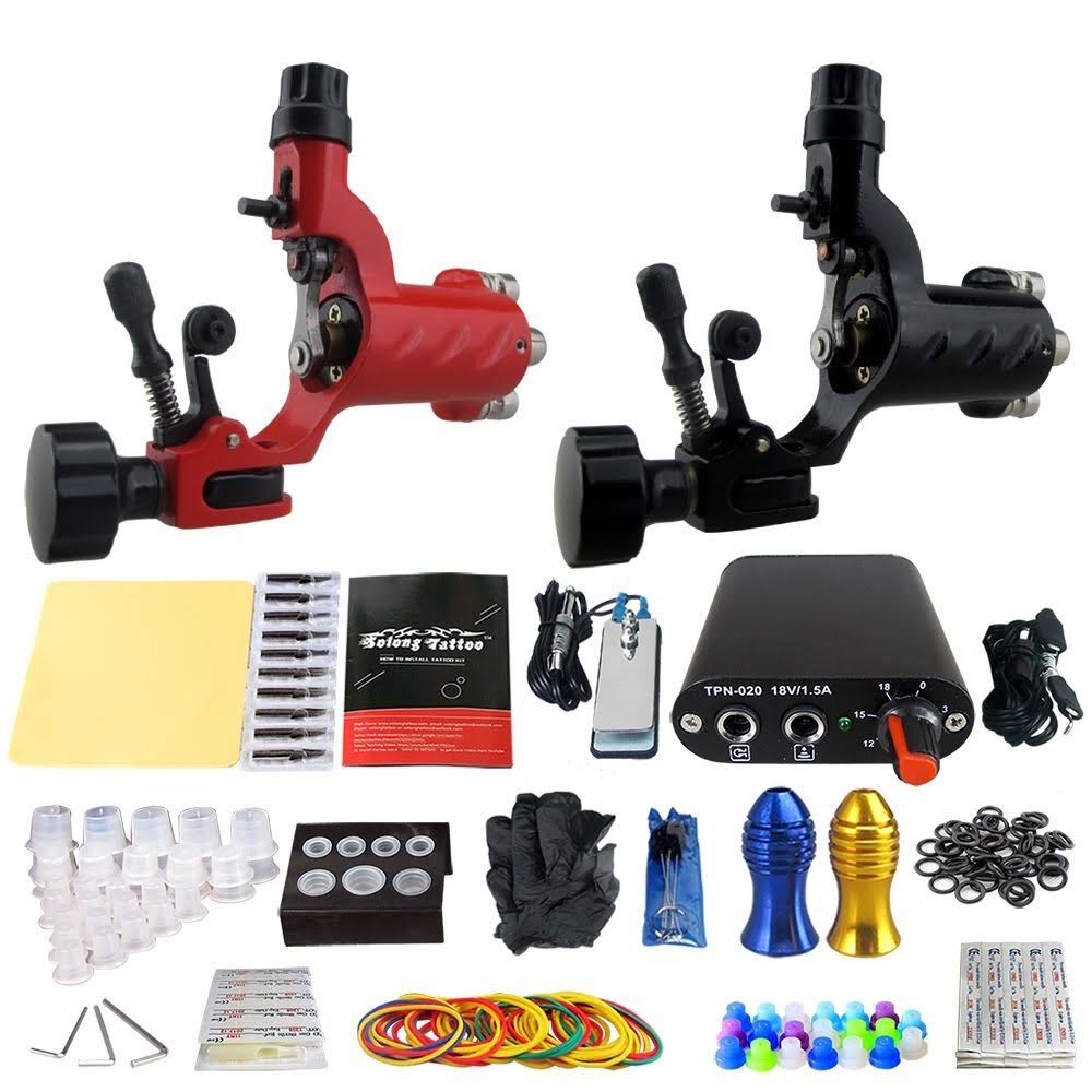 Solong Tattoo 2 Pro Rotary Tattoo Machine Kit Power Supply Needles TK