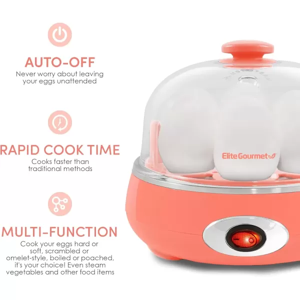 Egg Cookers Easy Electric 7 Egg Capacity Cooker, Poacher, Omelet Maker, Scrambled, Soft, Medium, Hard Boiled with Auto Shut-Off and Buzzer, BPA Free, Charcoal Grey(Coral)