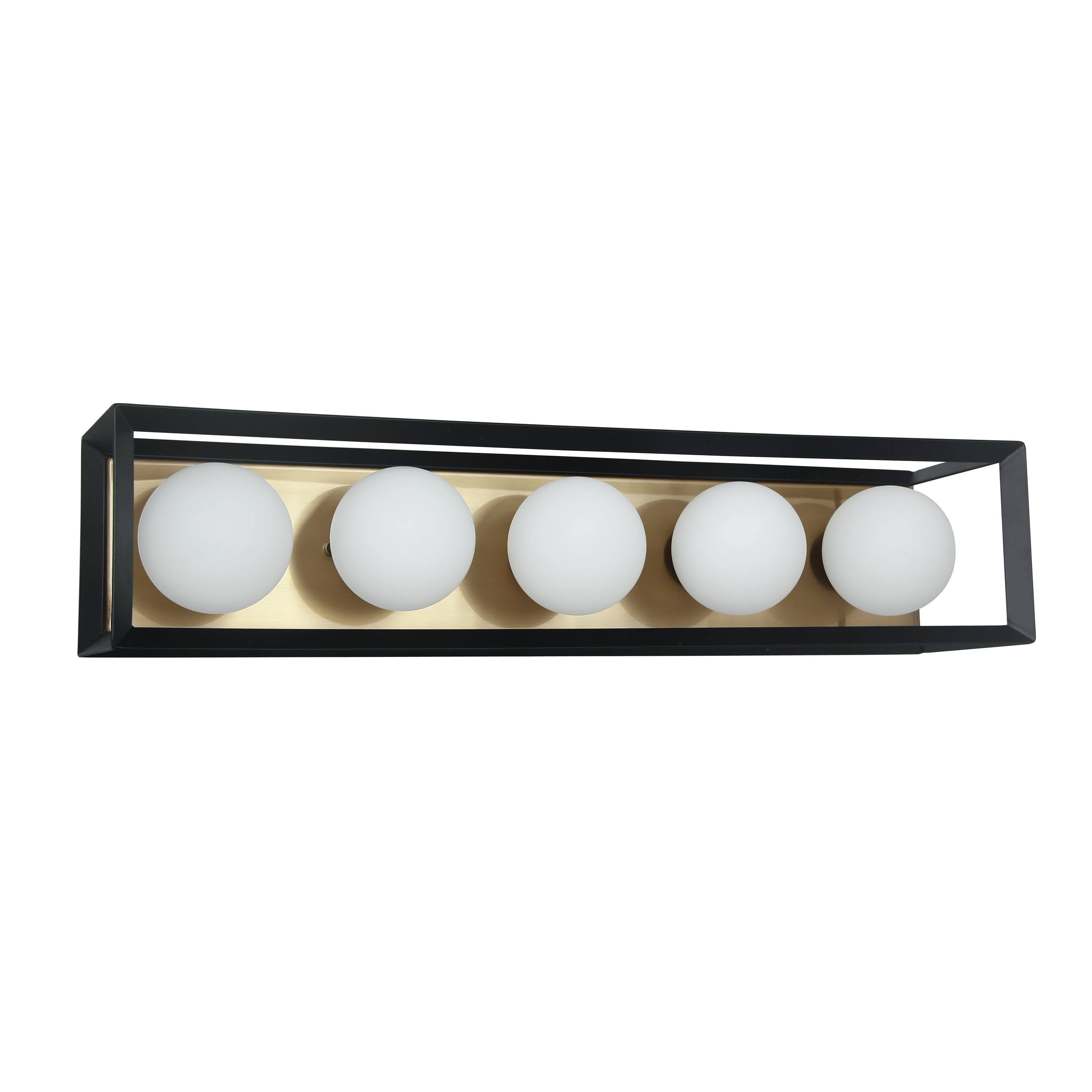 Dainolite 5 Light Halogen Vanity Black and Aged Brass V166-5W-BK-AGB