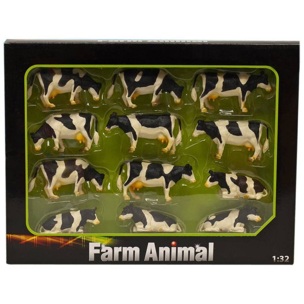 1:32 Kids Globe Farm Pack of 12 Lying u0026 Standing Cows