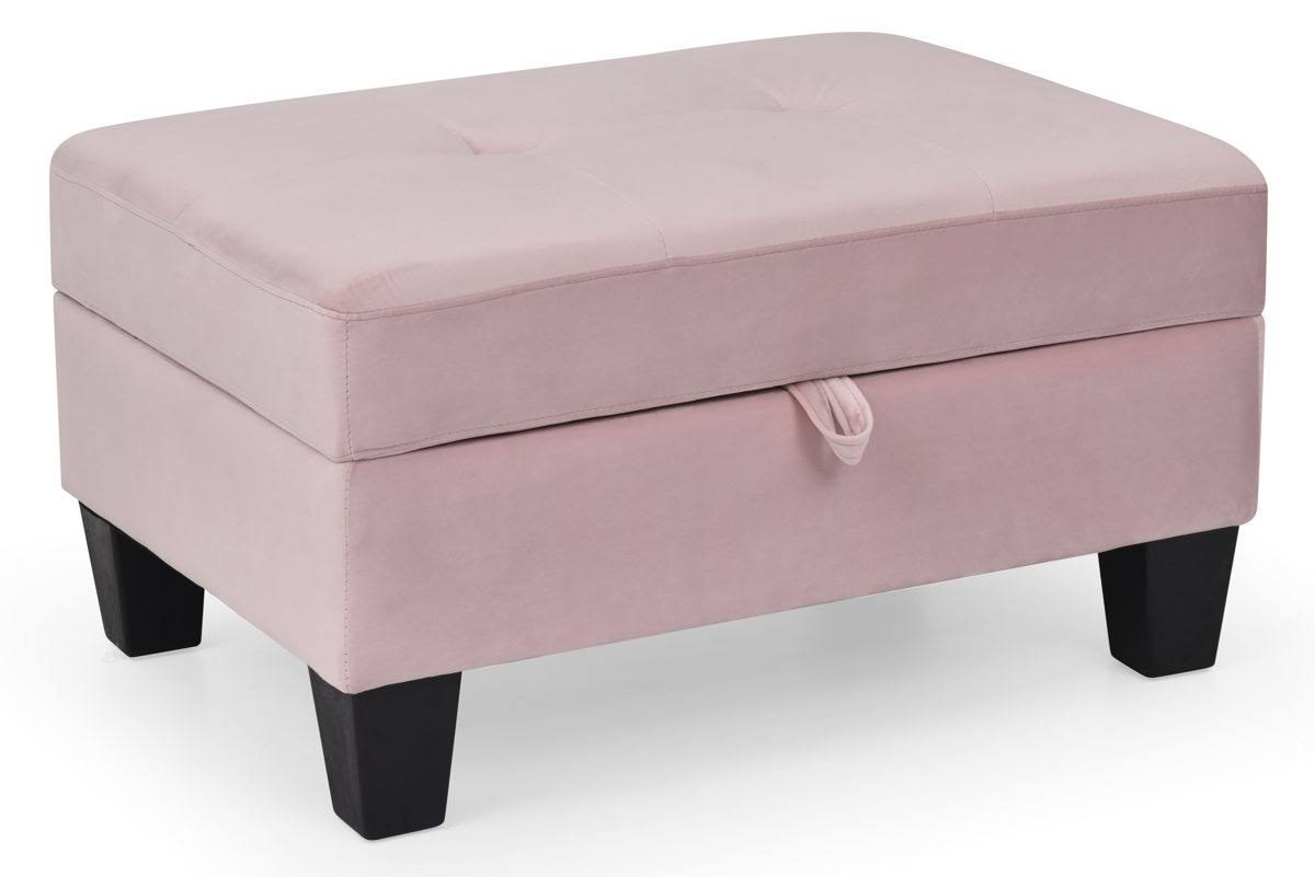 Glory Furniture Monaco Pink Velvet Storage Ottoman