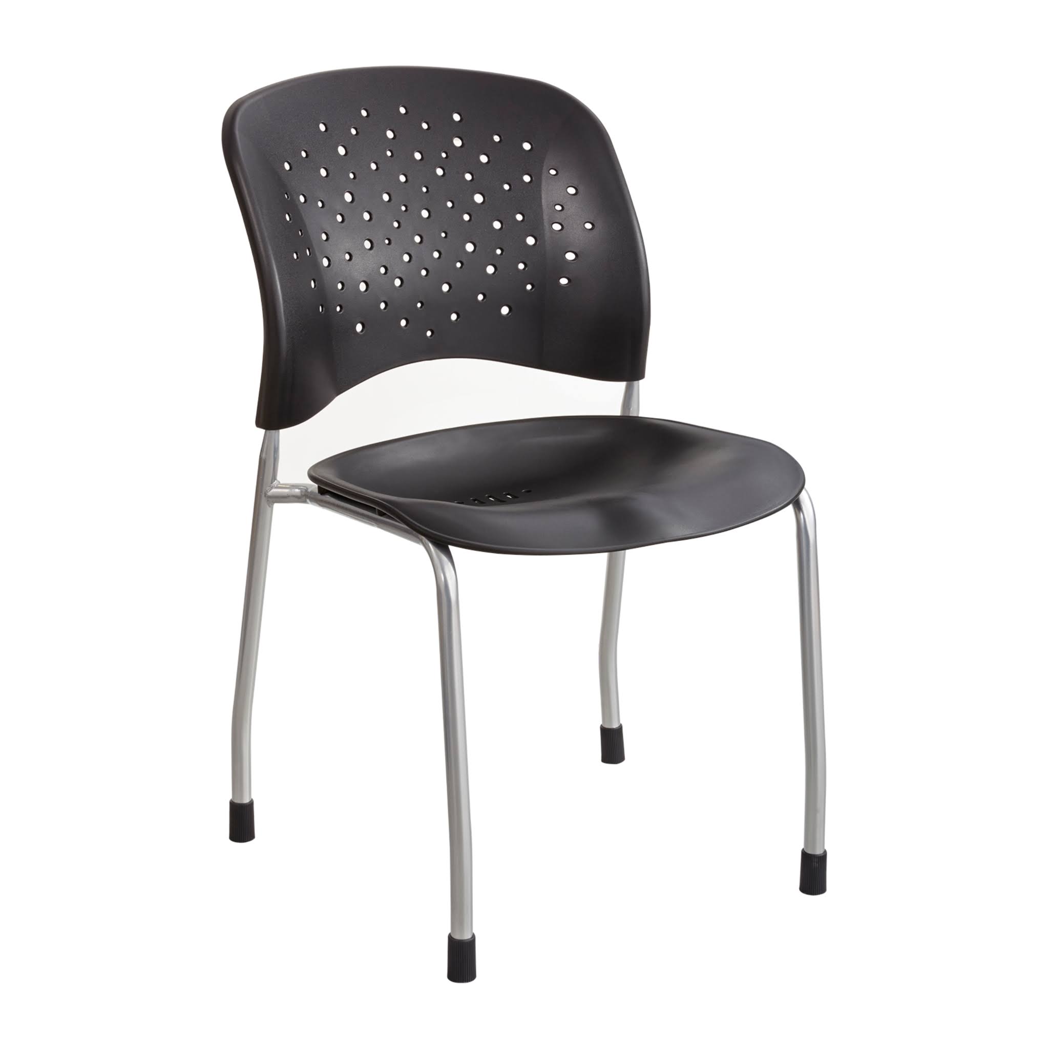 Safco Reve Series Guest Chair w/ Straight Legs, Black Plastic, Silver Steel, 2/Carton