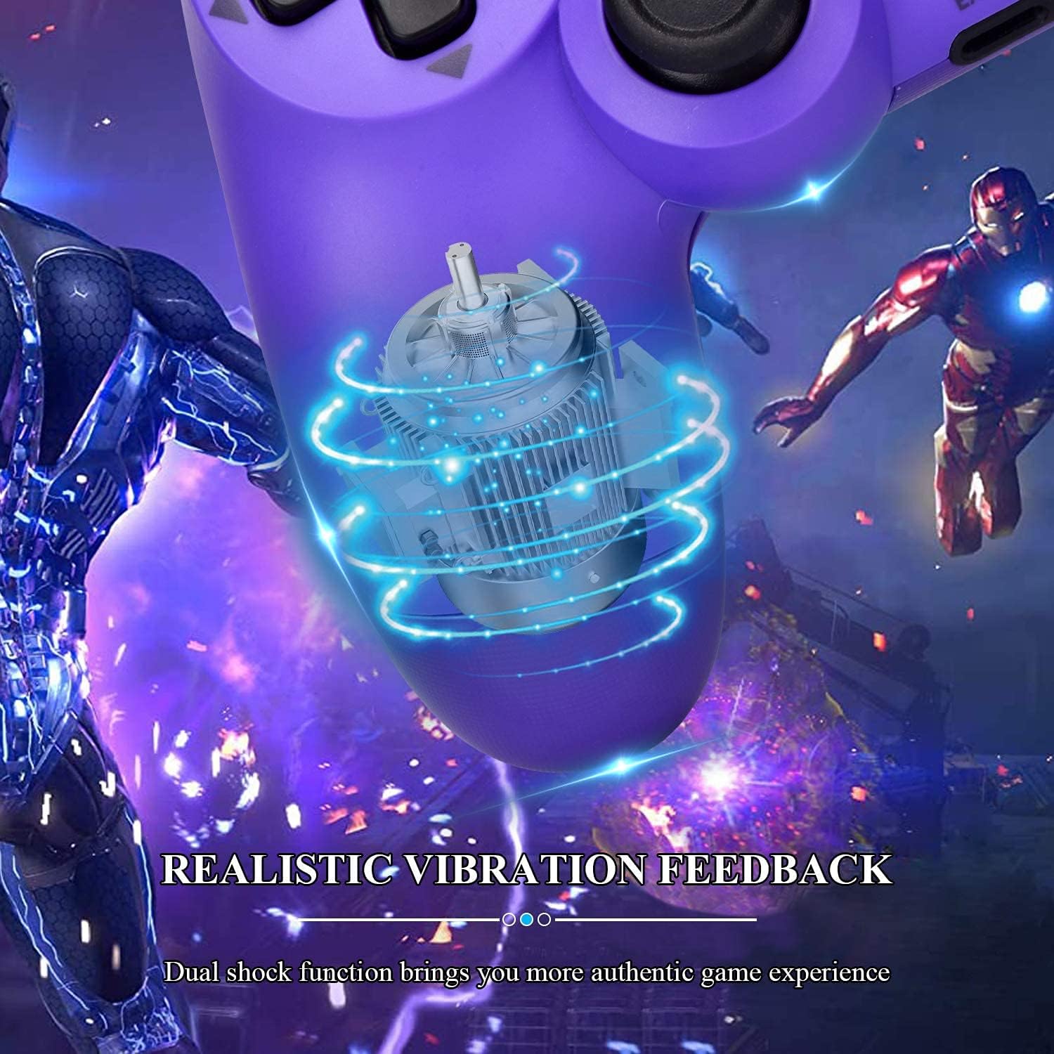 AUGEX 2 Pack Game Controllers Compatible for PS4,Wireless Controller Work with Playstation 4 Console;AUGEX Remote Control with Two Motors Game Joystick(Midnight Blue) Pack of 2